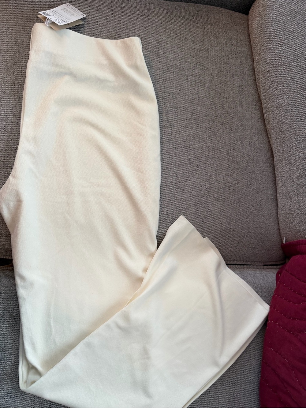 Mango Cream Wide-Leg Women's Pants